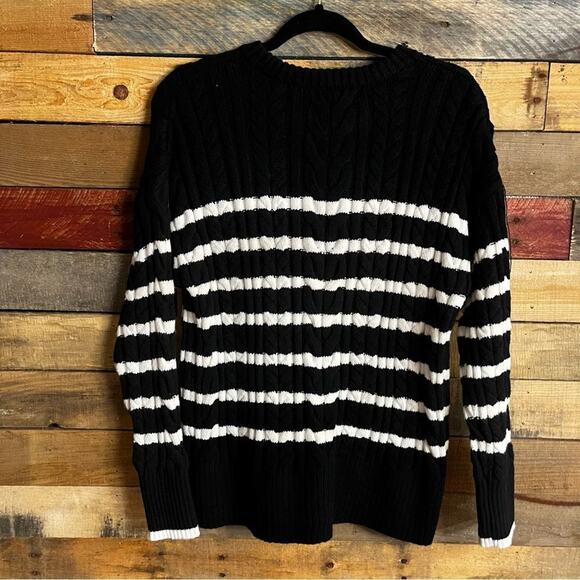 Philosophy Black And White Stripe Cable Knit Sweater Size‎ Small - Picture 2 of 9